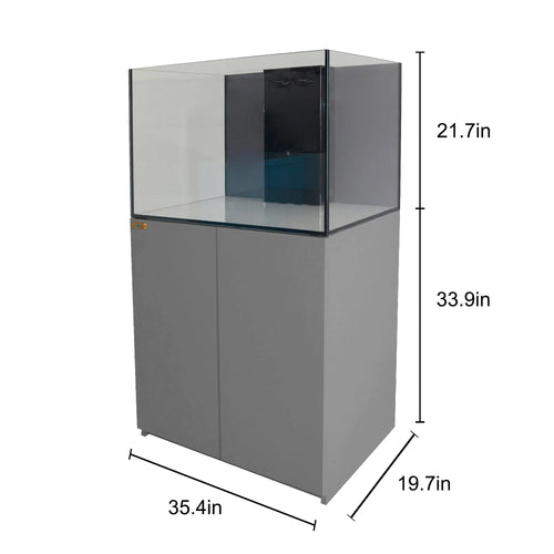 100 Gallon Coral Reef Aquarium Ultra Clear Glass Tank & Built in Sump Silver
